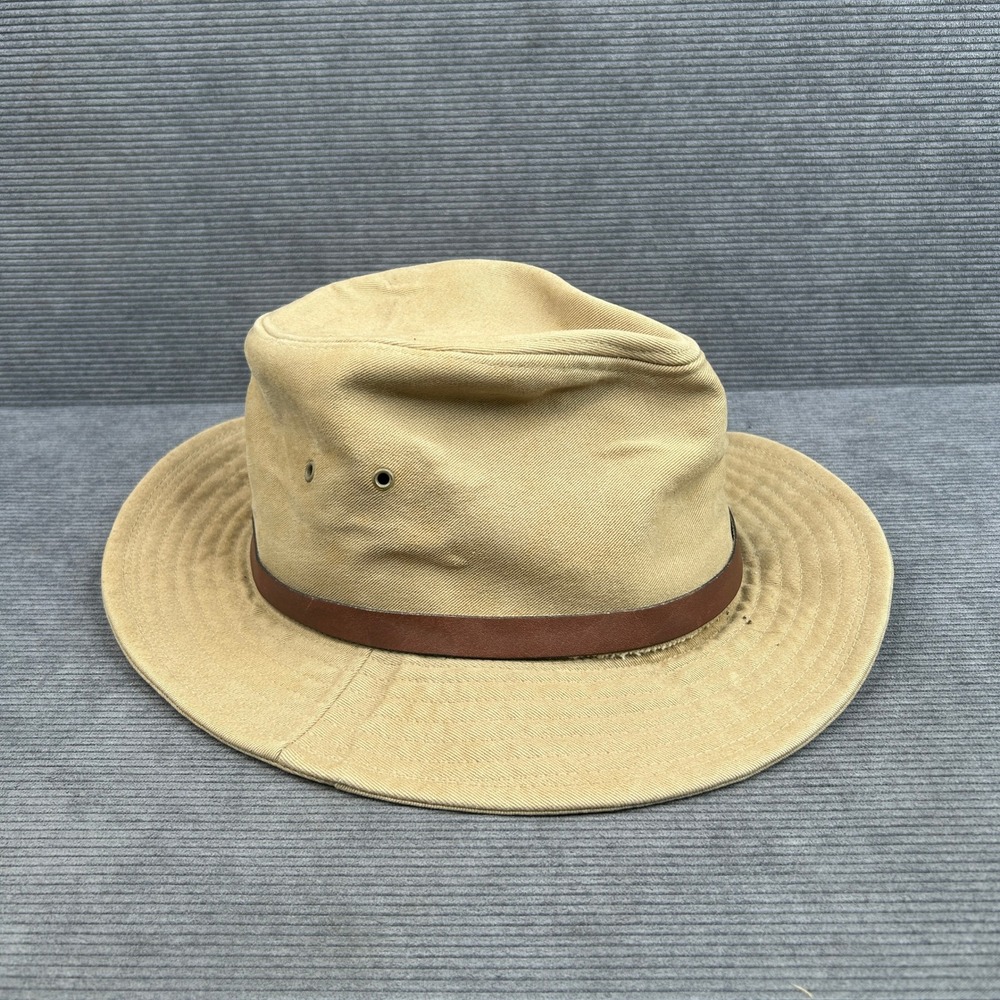 REI Vintage Tan Cotton Canvas Safari Sun Hat Wide Brim XL Made in USA